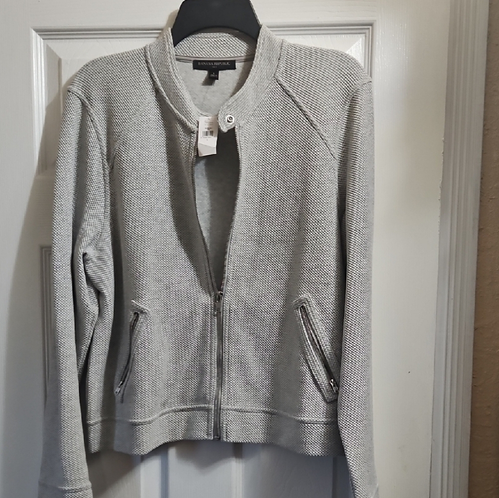 Banana Republic Light Gray Textured Jacket